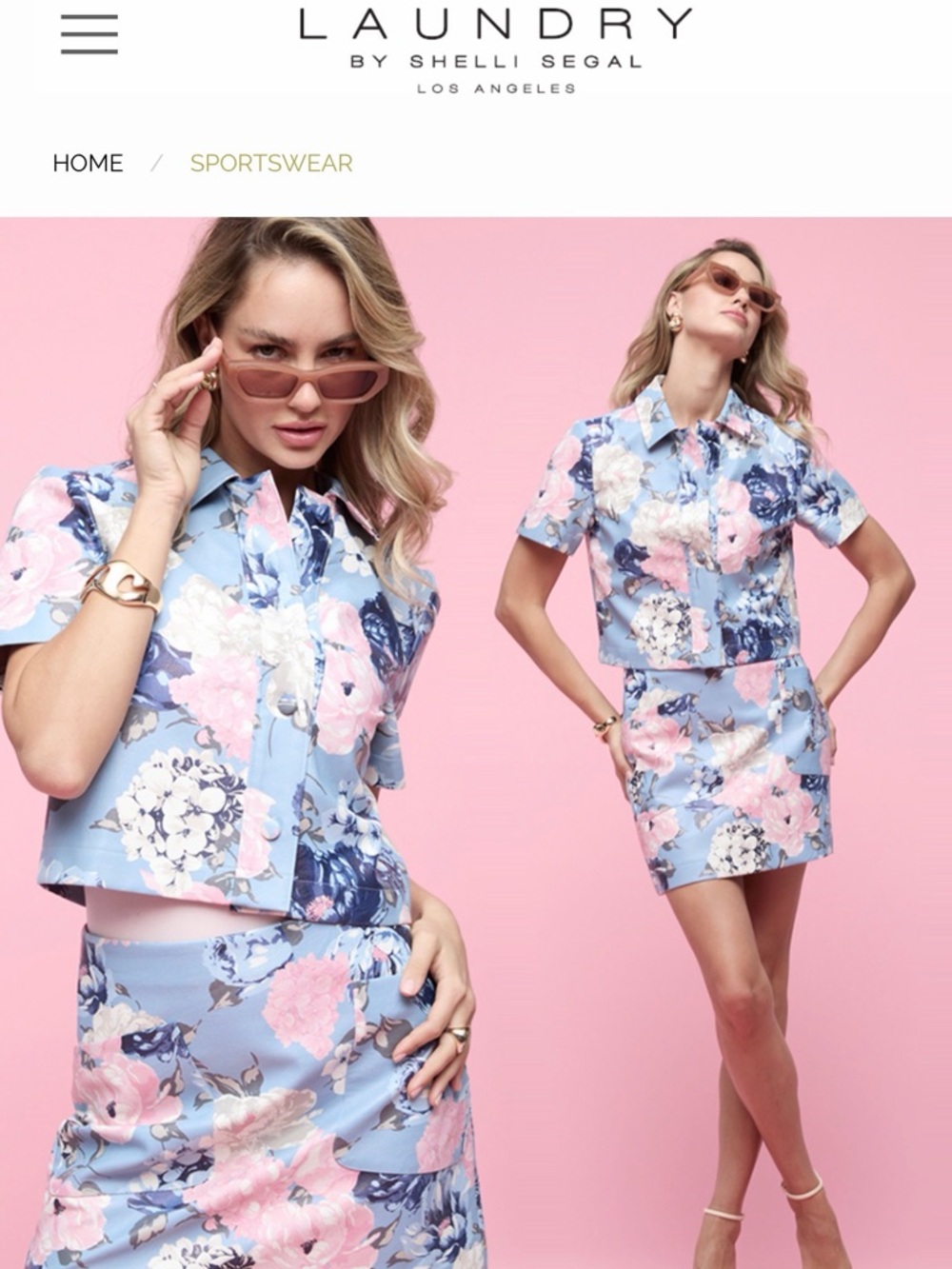 LAUNDRY BY SHELLI SEGAL SHORT SLEEVE FAUX LEATHER PINK FLORAL JACKET  M NWT